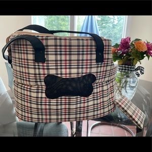 Buffalo plaid pet carrier matching wristlet